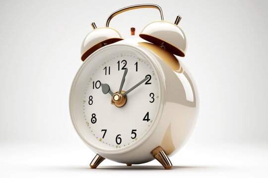 Alarm clock isolated on white background. Time and deadline concept. AI generative