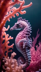 Fototapeta na wymiar Mediterranean Seahorse - Hippocampus guttulatus GENERATIVE AI