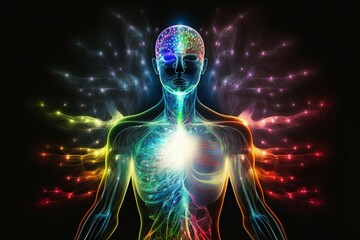 Vibrant Vibrations: The Energetic Aura of a Soul. Ai generative