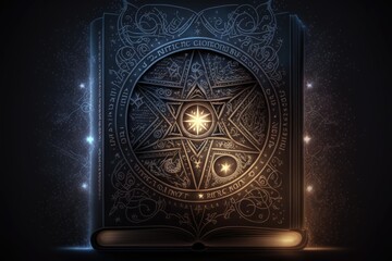 The Study of Astrology Based on Horoscopes Illustration of the Zodiac along with a Bible. Generative AI