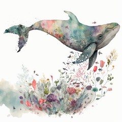 A graceful whale breaches the surface of the ocean Generative by Ai