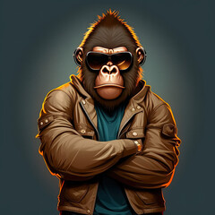 Gangster Gorilla Cartoon Character Illustration