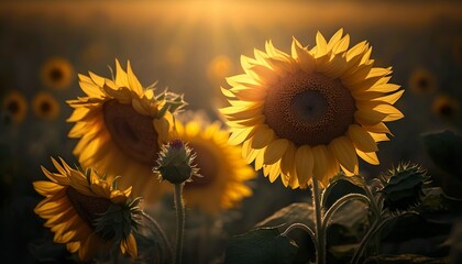 sunflower in the morning sunlight 