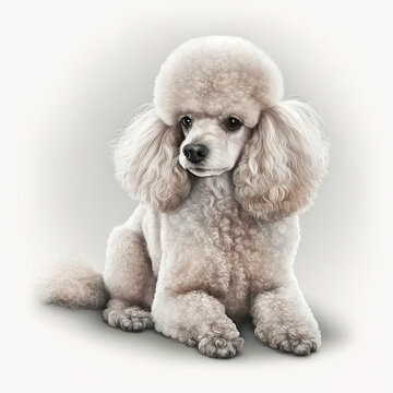 Realistic poodle on a white background, generative AI