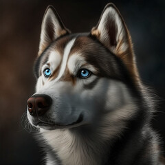 Fototapeta premium Realistic husky on a white background, generative AI