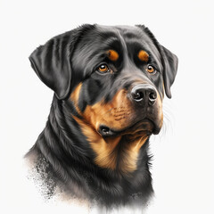 Obraz premium Realistic rottweiler on a white background, generative AI