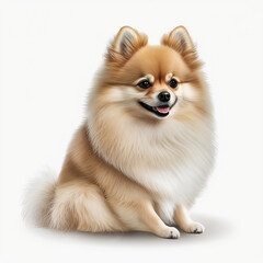 Realistic german spitz on a white background,  generative AI