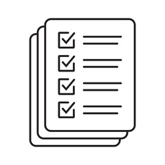 Checklist vector icon in line art style. Document icon, questionnaire icon, illustration isolated on white background for graphic and web design.