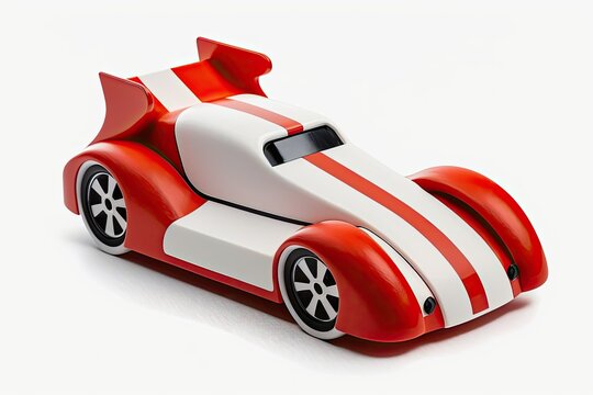 white background with a toy car racing track. Generative AI
