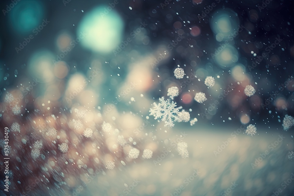Poster snowflakes texture background with hazy snowfall Generative AI