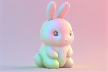 Cute Kawaii Spring Easter Animal Dream Sweat Illustration in Pastel Colors. Generative AI