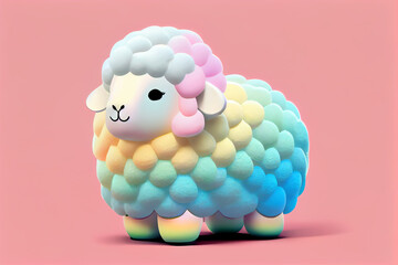 Cute Kawaii Spring Easter Animal Dream Sweat Illustration in Pastel Colors. Generative AI