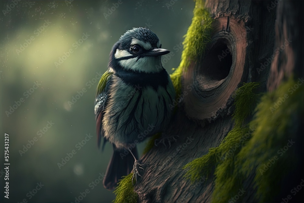 Poster treeside bird generative ai