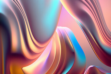 Beautiful abstract background. Vivid, holographic colors. Iridescent backdrop. Trendy design. Generative AI.