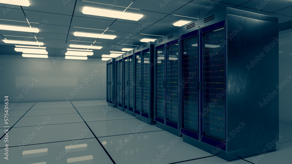 Fototapete server room. server data center. backup, mining, hosting, mainframe, farm and computer rack with sto