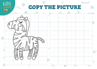 Copy picture vector illustration. Coloring game for preschool and school kids