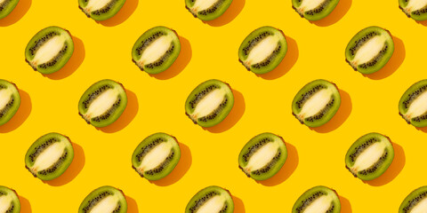 Kiwi pattern on yellow background