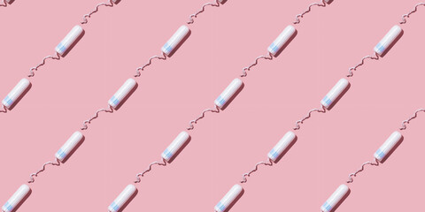 Tampons pattern. Feminine hygiene items.