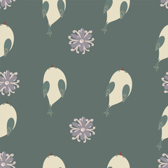 Colorful cute bird seamless pattern. Cute background for textile print, wrapping paper.Cute bird vector illustration.