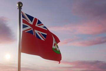 Flag at Sunrise or Sunset in the wind  - Bermuda