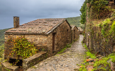 Fototapeta na wymiar View of the Streets of Talasnal on of the 27 Schist villages in Portugal, that were been partially or fully recovered in order to maintain the traditions and memories of the pass.