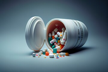 medicine's bottles, pill's bottles, pills, drugs, AI Generated