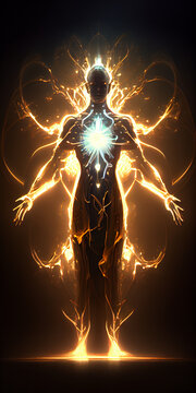 Luminous being radiating light and energy. generative AI