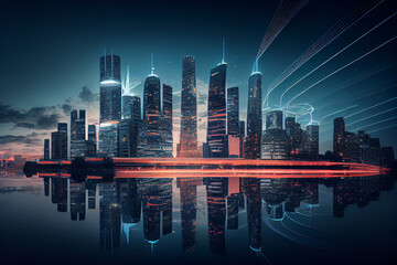 Smart City skyline. generative AI