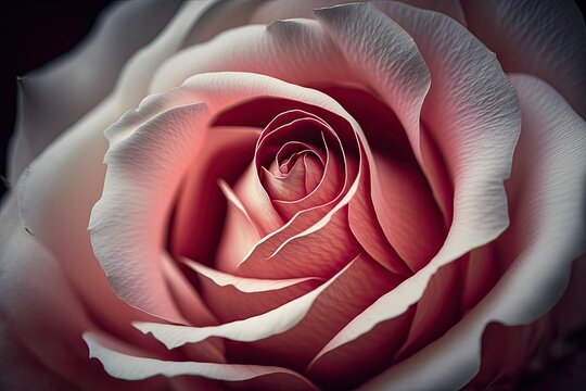 Macro photography of a pink rose. Generative AI