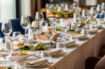 a table in a restaurant of guests