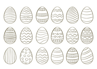 Easter eggs outline. Cartoon. Vector illustration. Isolated on white background