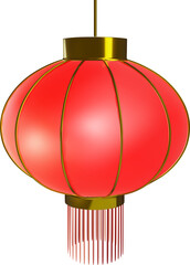 3d chinese red golden latern or japanese paper lamp. Vector oriental lunar asian new year decoration or korean spring festival traditional symbol