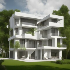 Fototapeta premium Modern Minimalist Family Villa - generative ai
