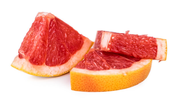 Sliced Grapefruit on transparent background (close-up shot)