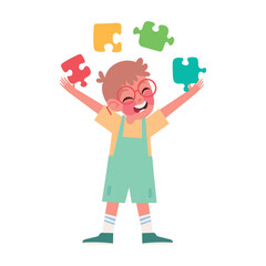 boy playing with puzzles