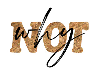Why not Modern calligraphy. Hand drawn lettering why not isolated on the white background. .Why not vector illustration. Sticker for social media content, cards, invitation,
