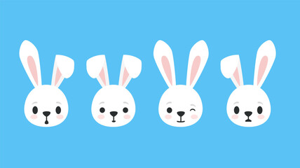 Cute bunny. Vector set of isolated heads. Hare, rabbit, rabbit for Easter design