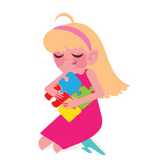 girl with puzzles