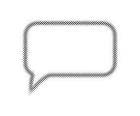 Speech bubble. Text comic balloon. Black talk box isolated on white background.  Pop art style. Halftone cartoon frame. Dialog cloud. Speak up. Chat element. Icon message. Thought. Vector illustration