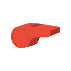 Isolated illustration of a red sports whistle of a referee or coach. A simple minimalistic illustration in a flat style