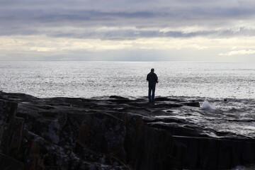 Autumn Day in in Two Harbors, Minnesota on the Lake Superior Harbor Near Lighthouse