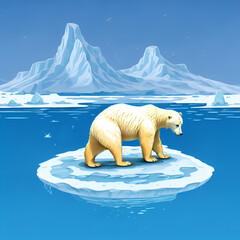 "Melancholy: A Sad Polar Bear Stranded on a Melting Ice Floe in the Middle of the Cold Ocean" (Generative AI, Generative, AI)