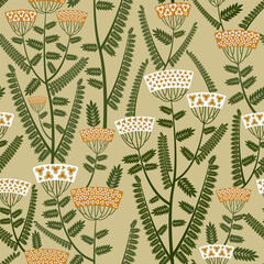 seamless pattern with cute wildflowers