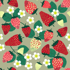seamless pattern sweet ripe strawberries