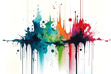 Abstract Background Painting with Splashes of Dripping Color on White Background - Generative AI.