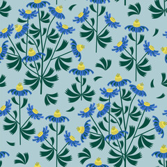 seamless pattern with bright flowers cornflowers