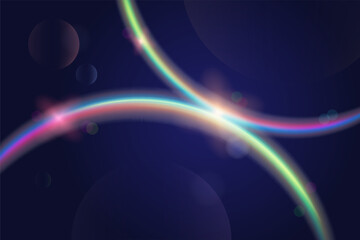 Vector abstract background with space lights and planets. Abstract space.