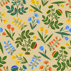 seamless pattern bright colored flowers