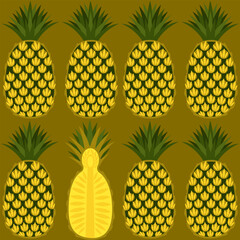 seamless pattern bright background with pineapples