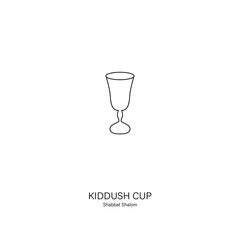 Kiddush cup icon. Kiddush is a blessing recited over wine or grape juice to sanctify the Shabbat and Jewish holidays. Can be used for logo, banner, flyer, sticker, poster, greeting card, decoration.